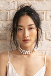 L.A. STEIN White South Sea Pearl Choker with Rose Gold Diamond Clasp