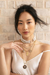 L.A. STEIN White South Sea Pearl Choker with Rose Gold Diamond Clasp
