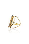 L.A. STEIN Black Diamond Marquis Ring in 18k Yellow Gold