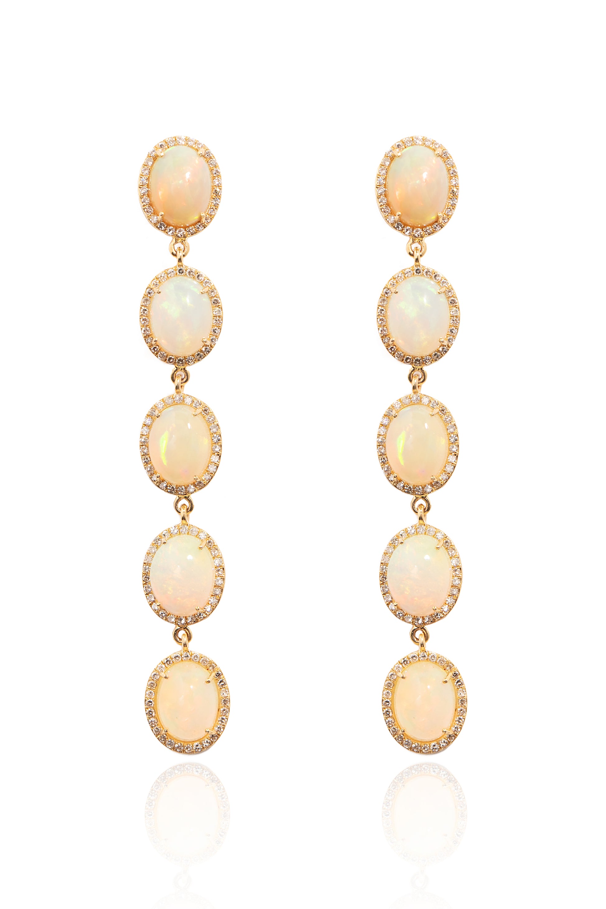L.A. STEIN 5 Diamond Opal Earrings in 14k Yellow Gold