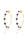 L.A. STEIN Diamond Lapis Hoops in 18k Yellow Gold