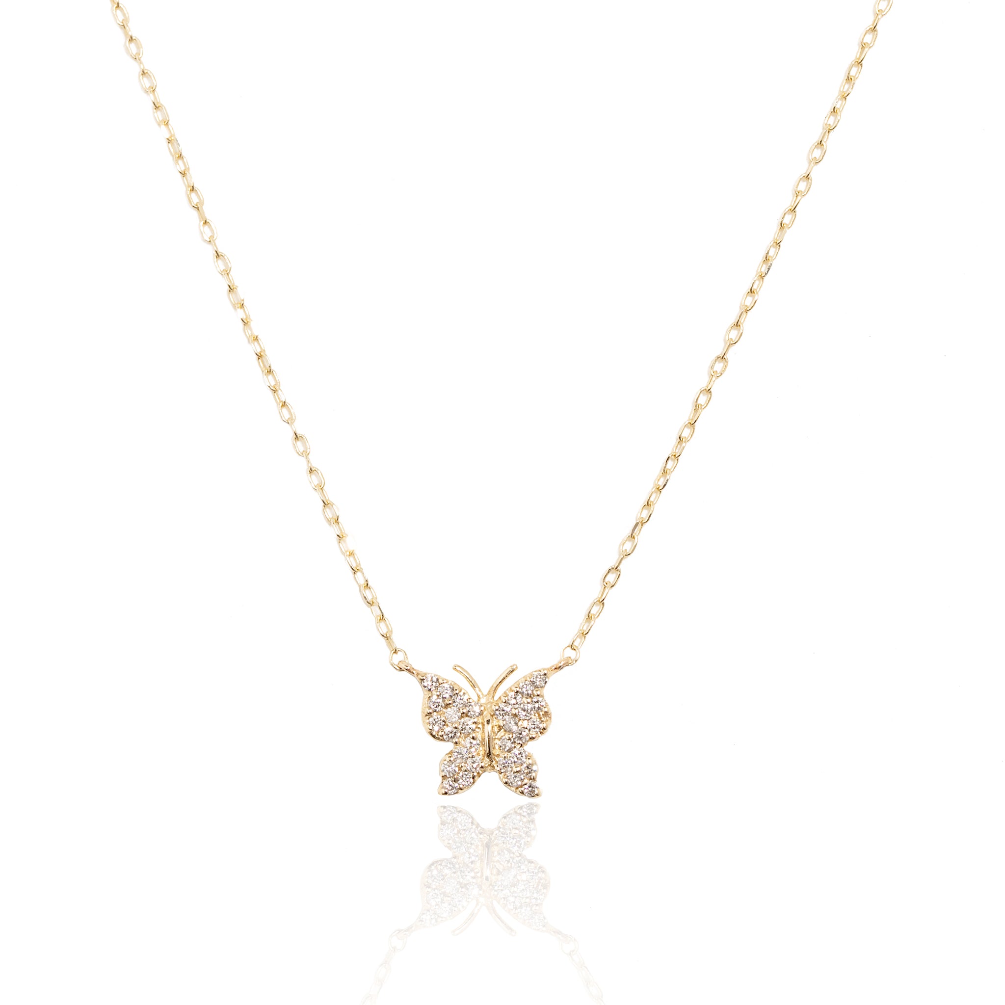 L.A. STEIN Diamond Pavé Butterfly Necklace in 14k Yellow Gold