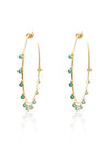 L.A. STEIN Large Turquoise Gypsy Hoops in Yellow Gold