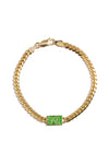L.A. STEIN Miami Cuban Chain Bracelet with Tsavorite Pad in 14k Yellow Gold