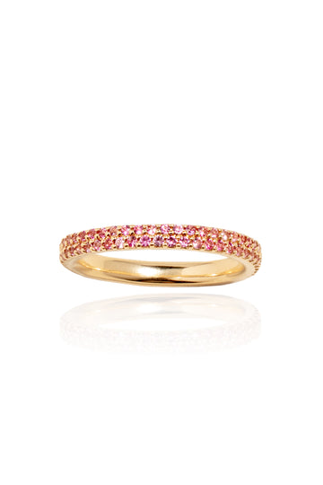 L.A. STEIN Pink Sapphire Pavé Ring in 18k Yellow Gold