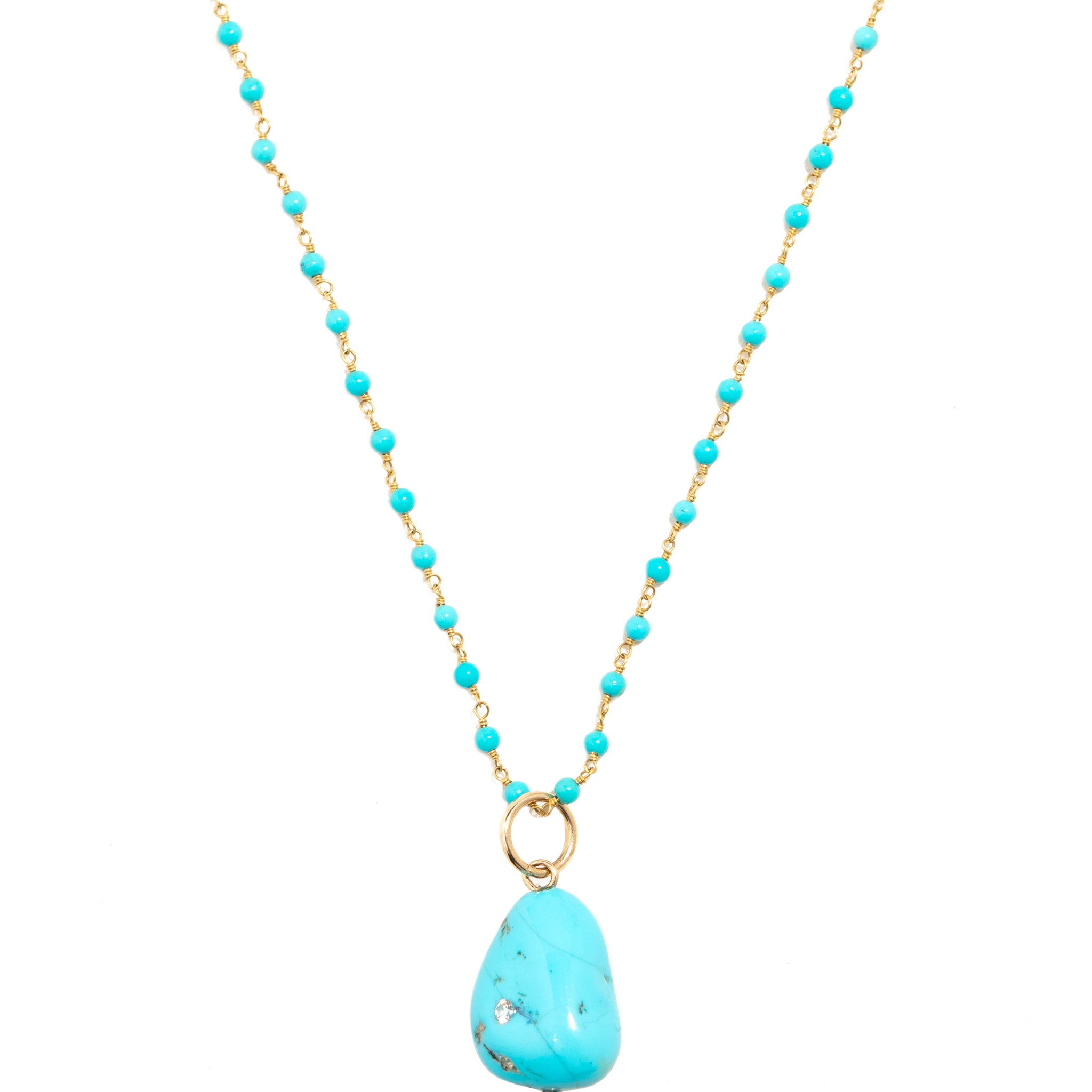 L.A. STEIN Sleeping Beauty Turquoise Nugget Necklace with Diamond