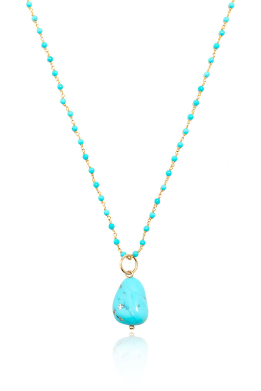 L.A. STEIN Sleeping Beauty Turquoise Nugget Necklace with Diamond