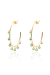 L.A. STEIN Small Turquoise Gypsy Hoops in Yellow Gold