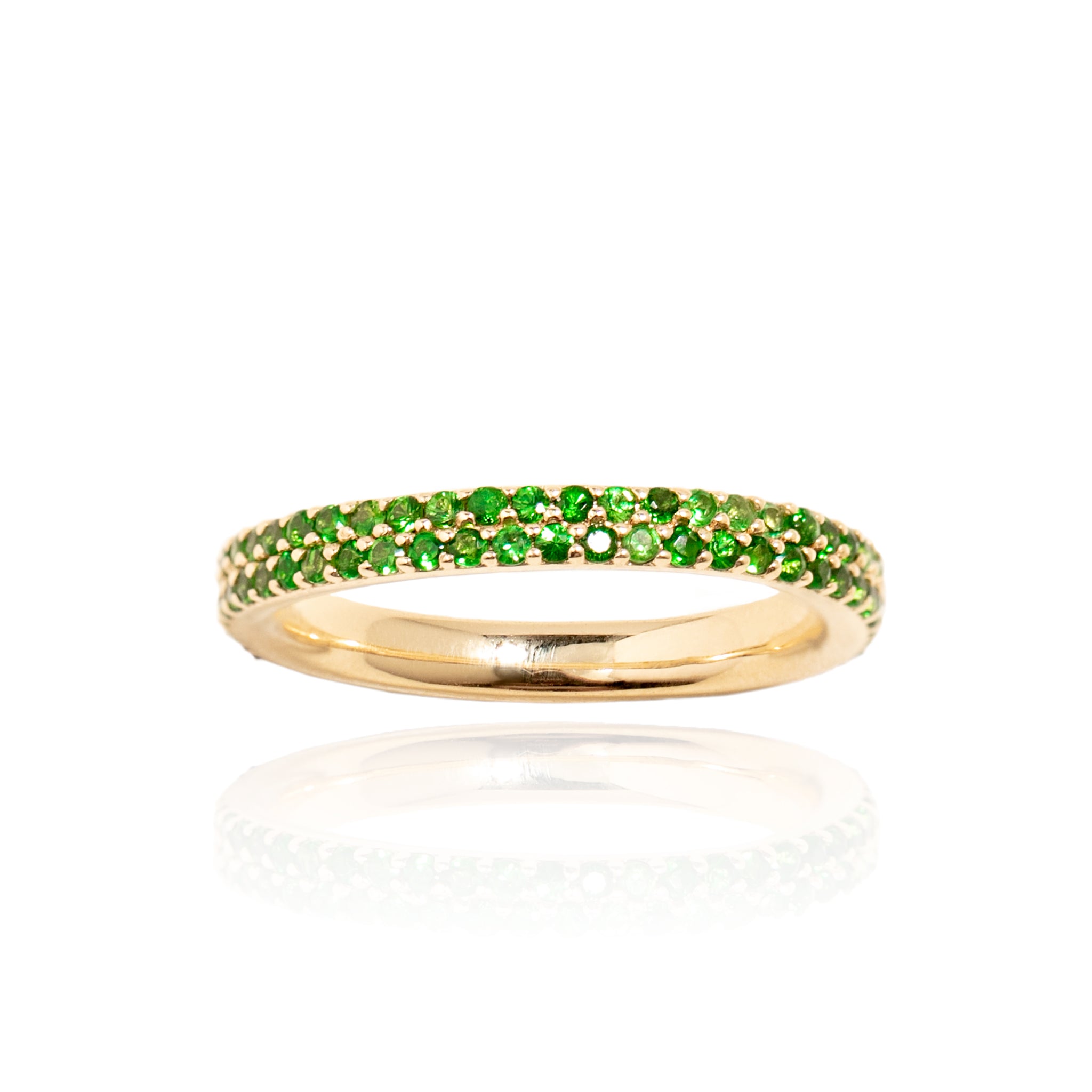 L.A. STEIN Tsavorite Pavé Ring in 18k Yellow Gold