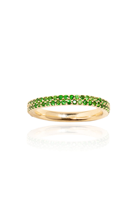 L.A. STEIN Tsavorite Pavé Ring in 18k Yellow Gold