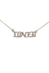 L.A. STEIN Diamond Studded Gothic LOVED Necklace in Rose Gold