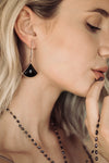 L.A. STEIN 18k Rose Gold Diamond Stick Black Onyx Kite Earrings