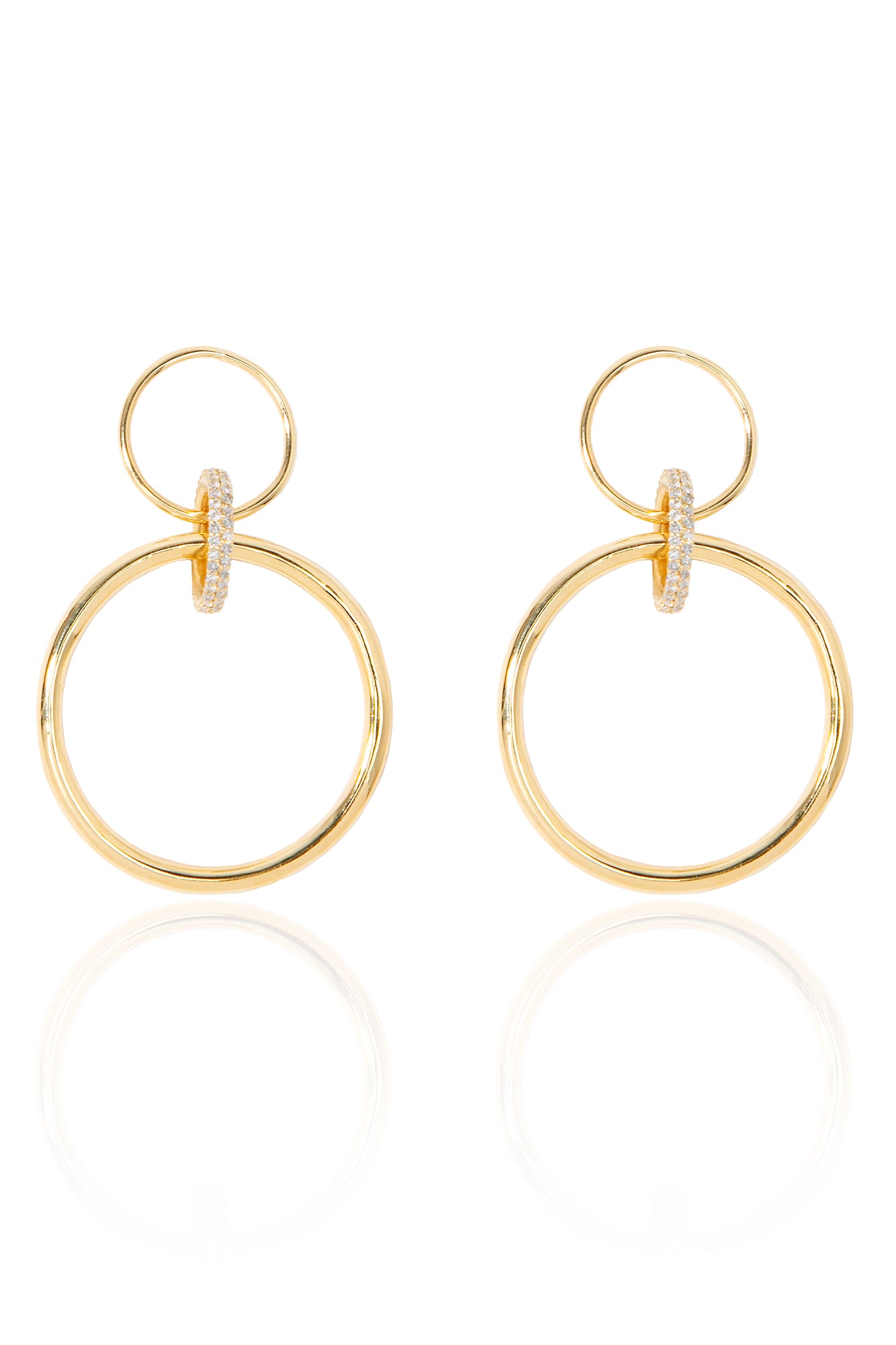 L.A. STEIN Diamond Mini Twisted Trinity Hoops in Yellow Gold