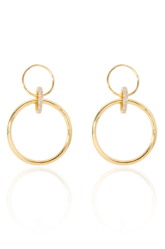 L.A. STEIN Diamond Mini Twisted Trinity Hoops in Yellow Gold