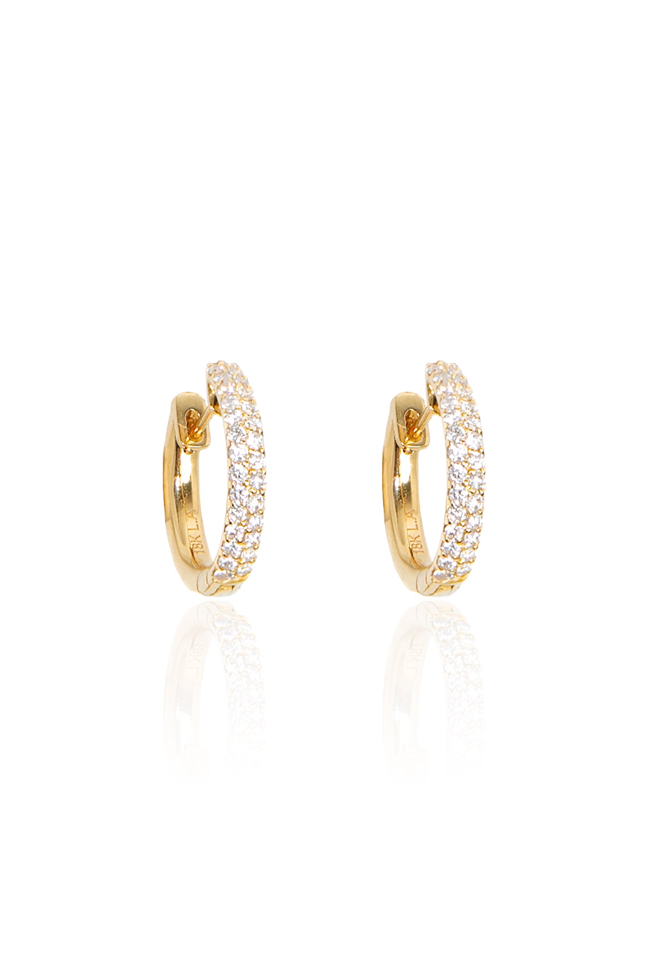 Pavé Diamond  Huggies in Yellow Gold