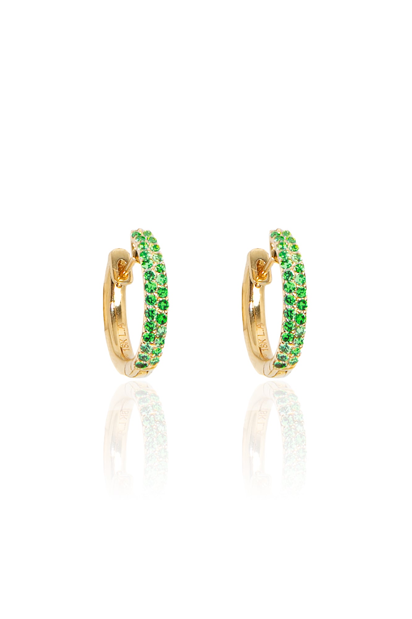 Tsavorite Pavé Huggies in Yellow Gold