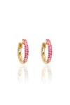 L.A. STEIN Pink Sapphire Pavé Huggies in Yellow Gold