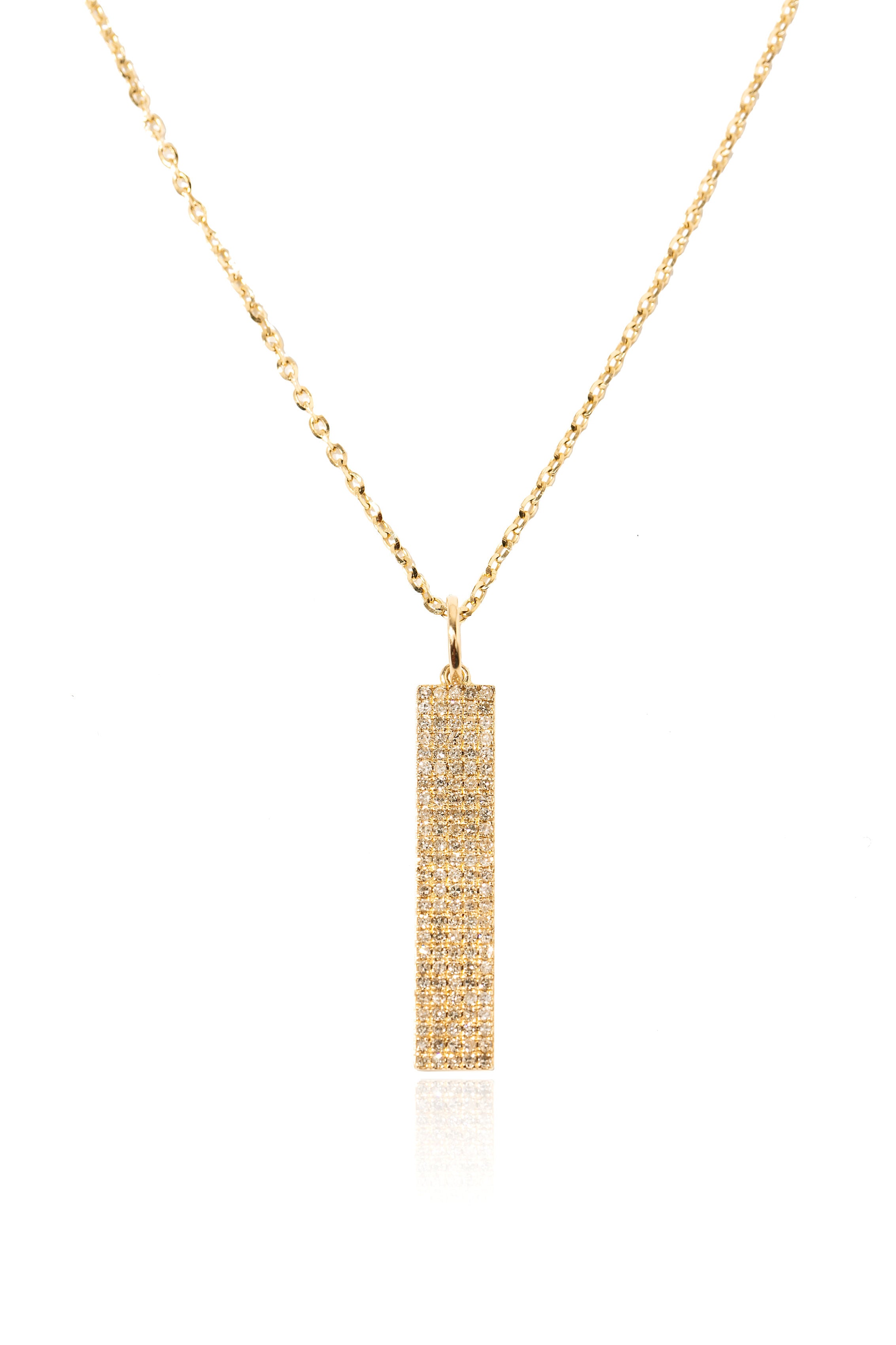 Vertical Pavé Diamond Bar Necklace in Yellow Gold