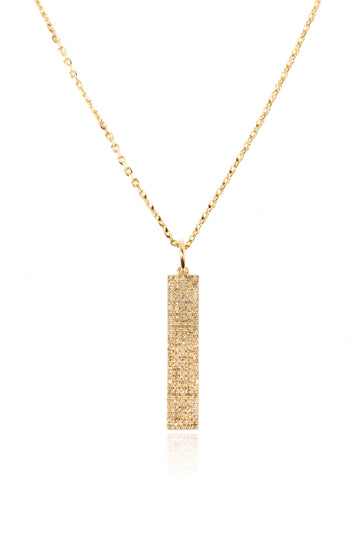L.A. STEIN Vertical Pavé Diamond Bar Necklace in Yellow Gold