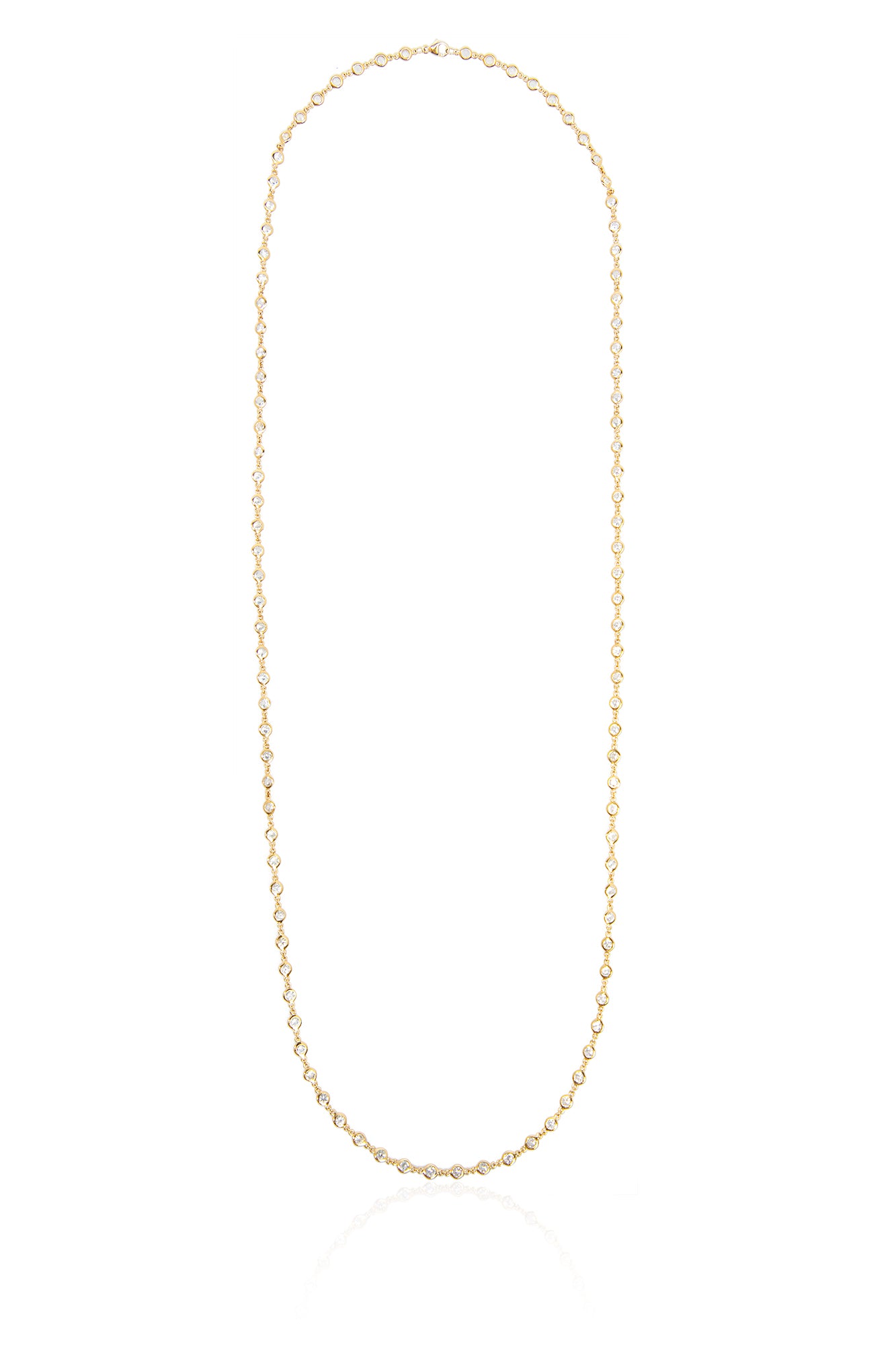 L.A. STEIN White Sapphire Chain Necklace in Yellow Gold