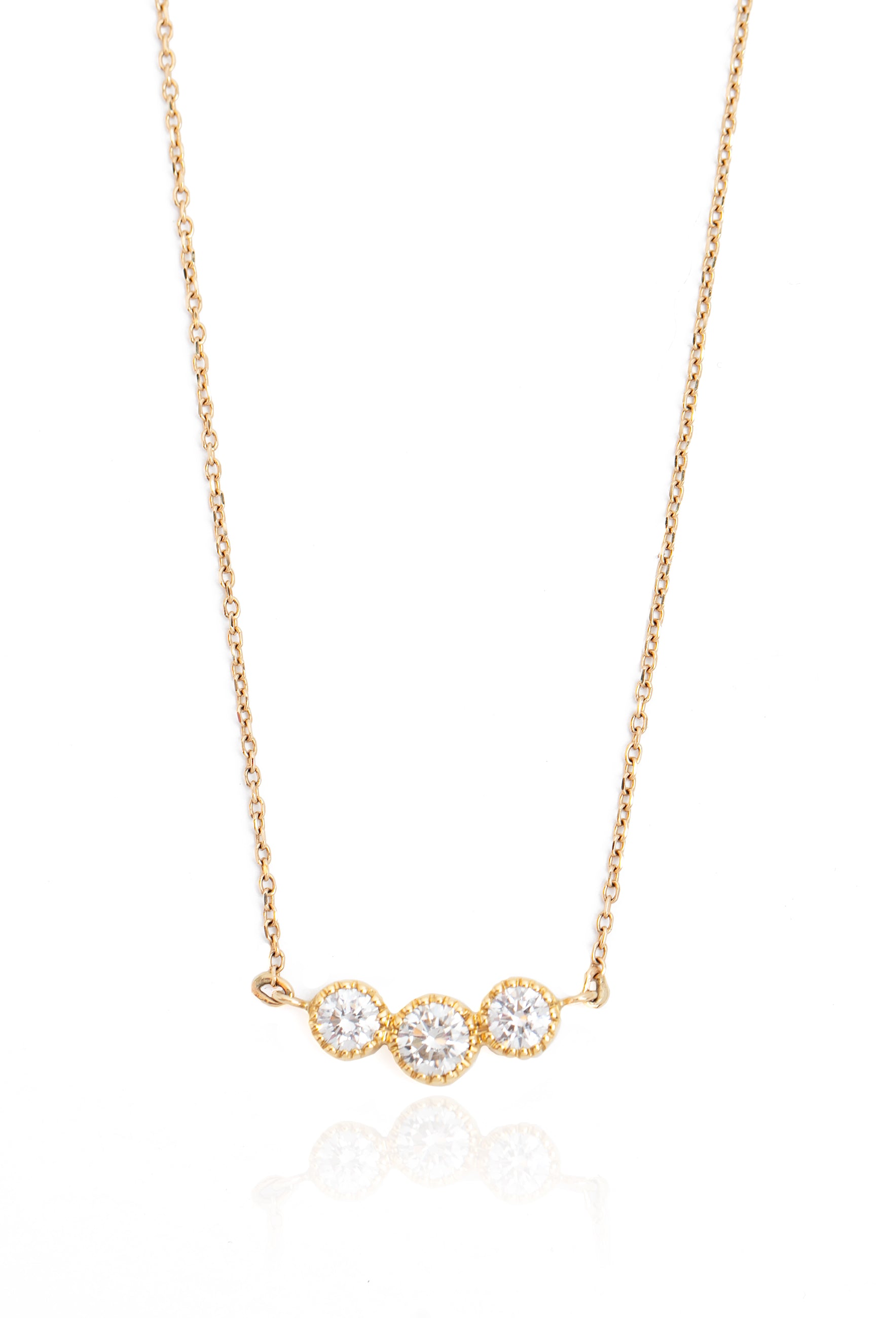 Triple Vintage Set Diamond Necklace in Yellow Gold