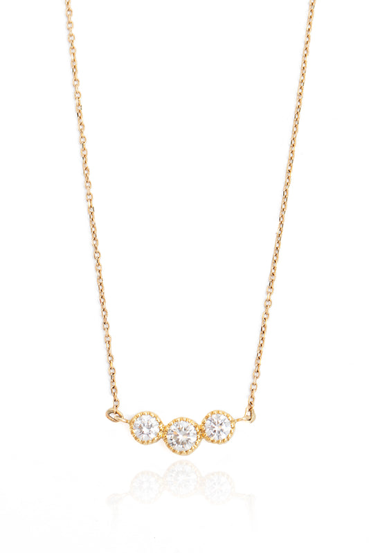 L.A. STEIN Triple Vintage Set Diamond Necklace in Yellow Gold