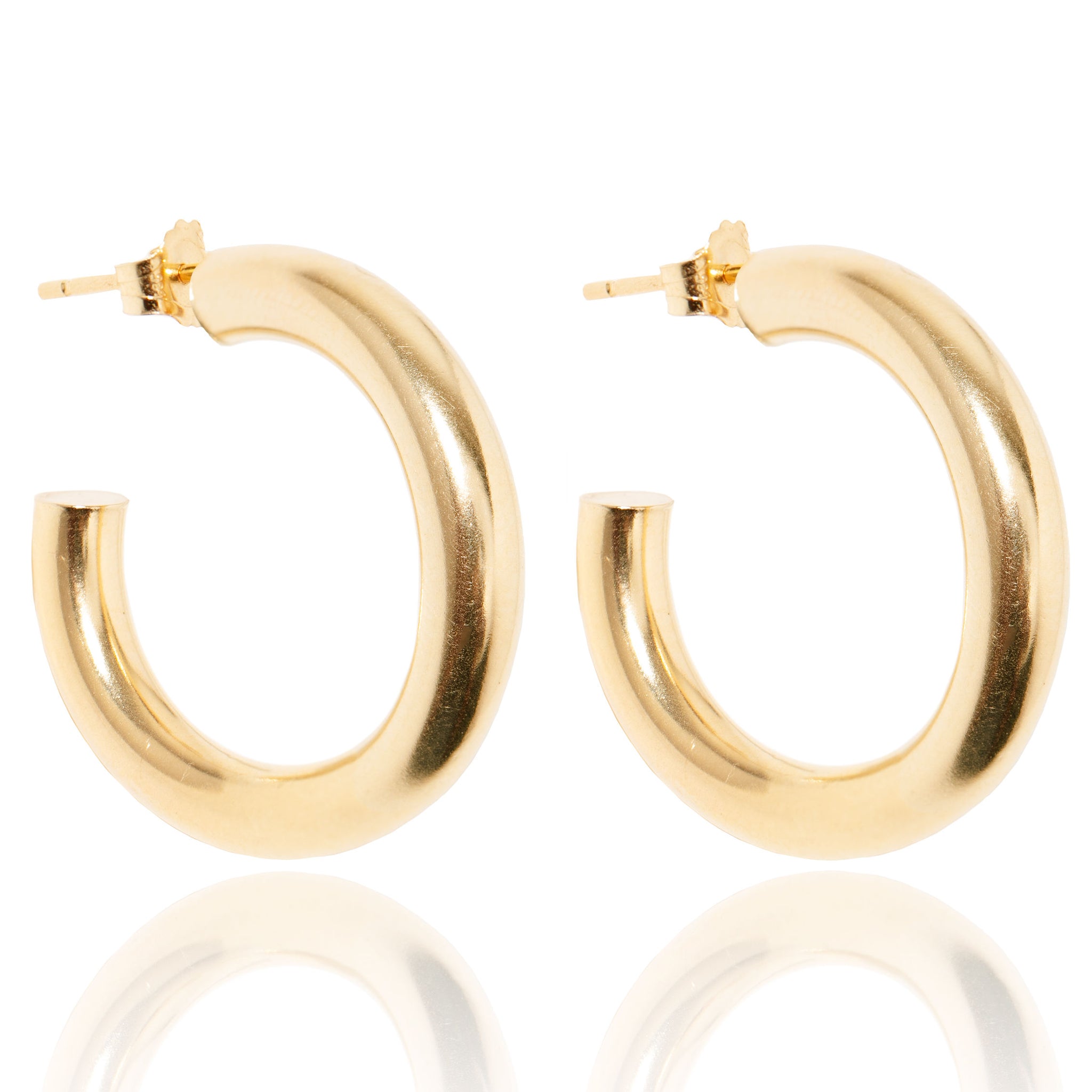 L.A. STEIN Small Chunky Hoop Earrings in Yellow Gold