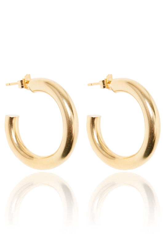 L.A. STEIN Small Chunky Hoop Earrings in Yellow Gold