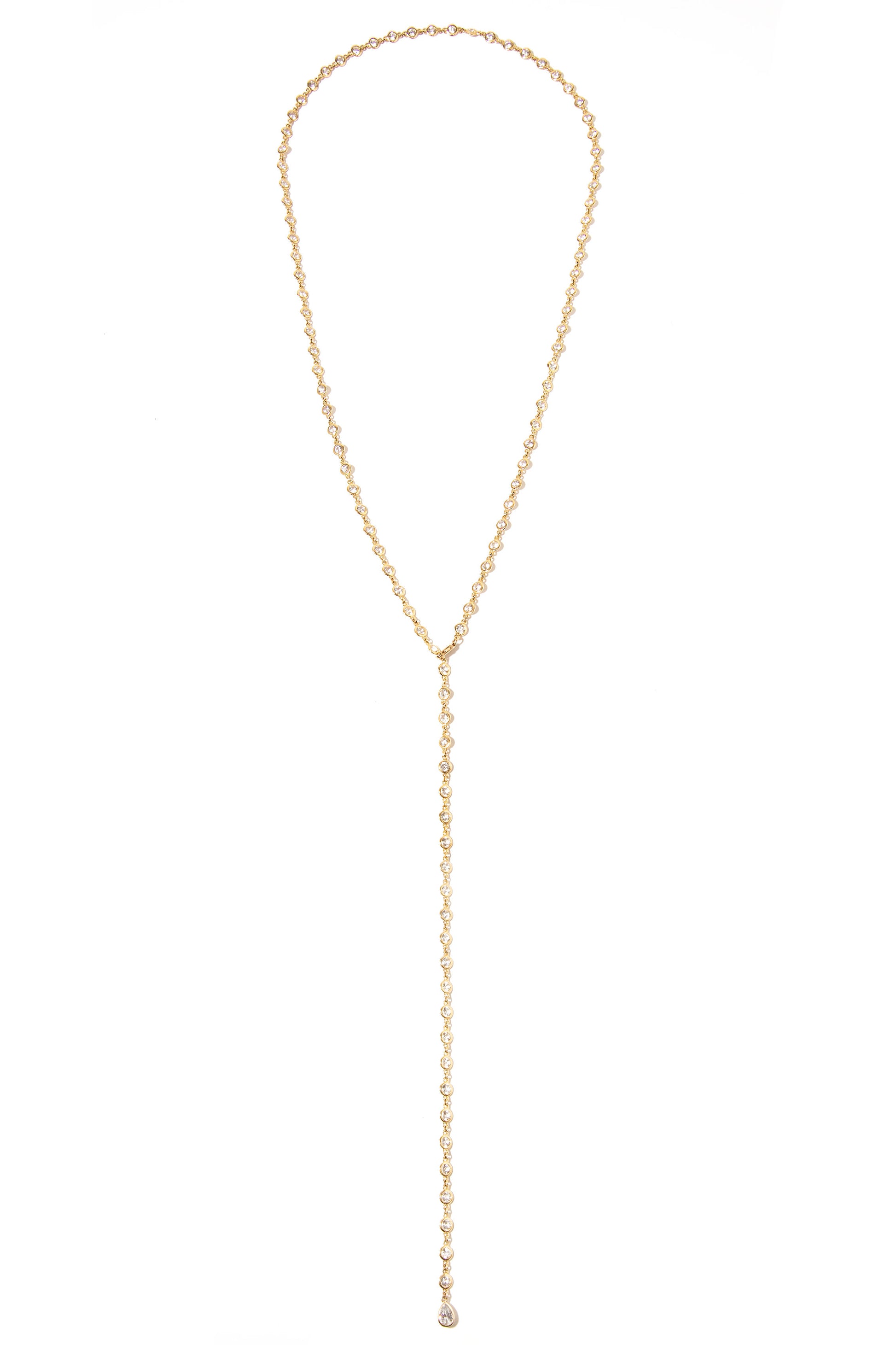 L.A. STEIN White Sapphire Chain Necklace in Yellow Gold