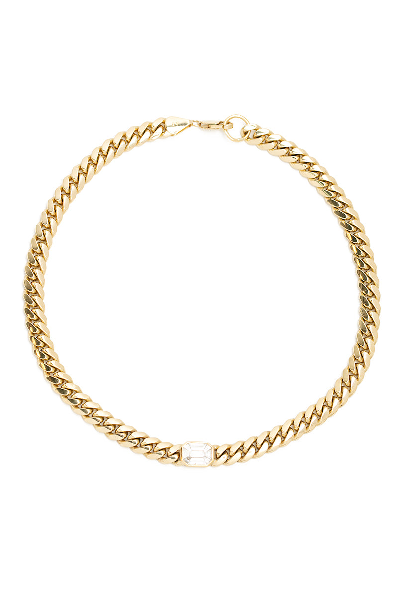 Miami Cuban Chain Choker with Center Diamond