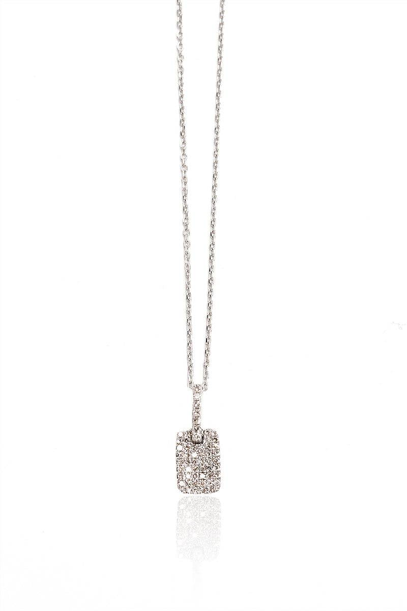 Micro Mini Pavé Diamond ID Tag in White Gold