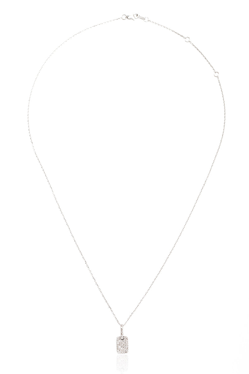 L.A. STEIN Micro Mini Pavé Diamond ID Tag in White Gold