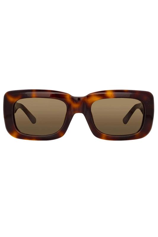 LINDA FARROW The Attico Marfa Sunglasses in Tortoise Shell Brown