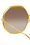 LINDA FARROW Camila Sunglasses in Yellow Gold