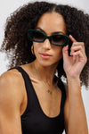 LINDA FARROW Lola Rectangular Sunglasses in Forest Green
