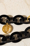 LINDA FARROW Oval Link Acetate Chain in Black