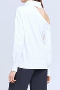 L'AGENCE Easton One Shoulder Sweater in Ivory