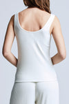 L'AGENCE Iman U-Neck Ribbed Tank Top in Ivory