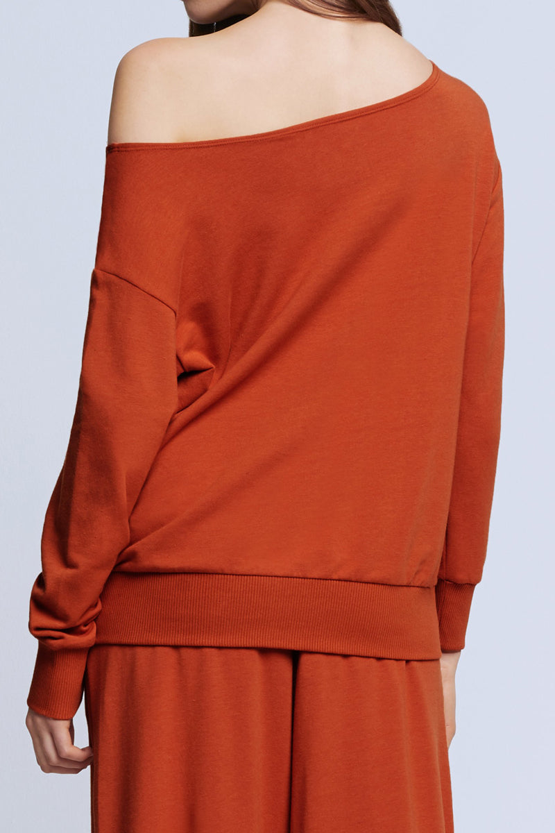 L'AGENCE Kimora Off Shoulder Top in Rust