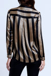 L'AGENCE Tyler Long Sleeve Blouse in Brown and Black Stripe
