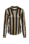 L'AGENCE Tyler Long Sleeve Blouse in Brown and Black Stripe