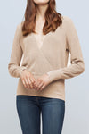 L'AGENCE Blair Crossover Pullover in Biscotti