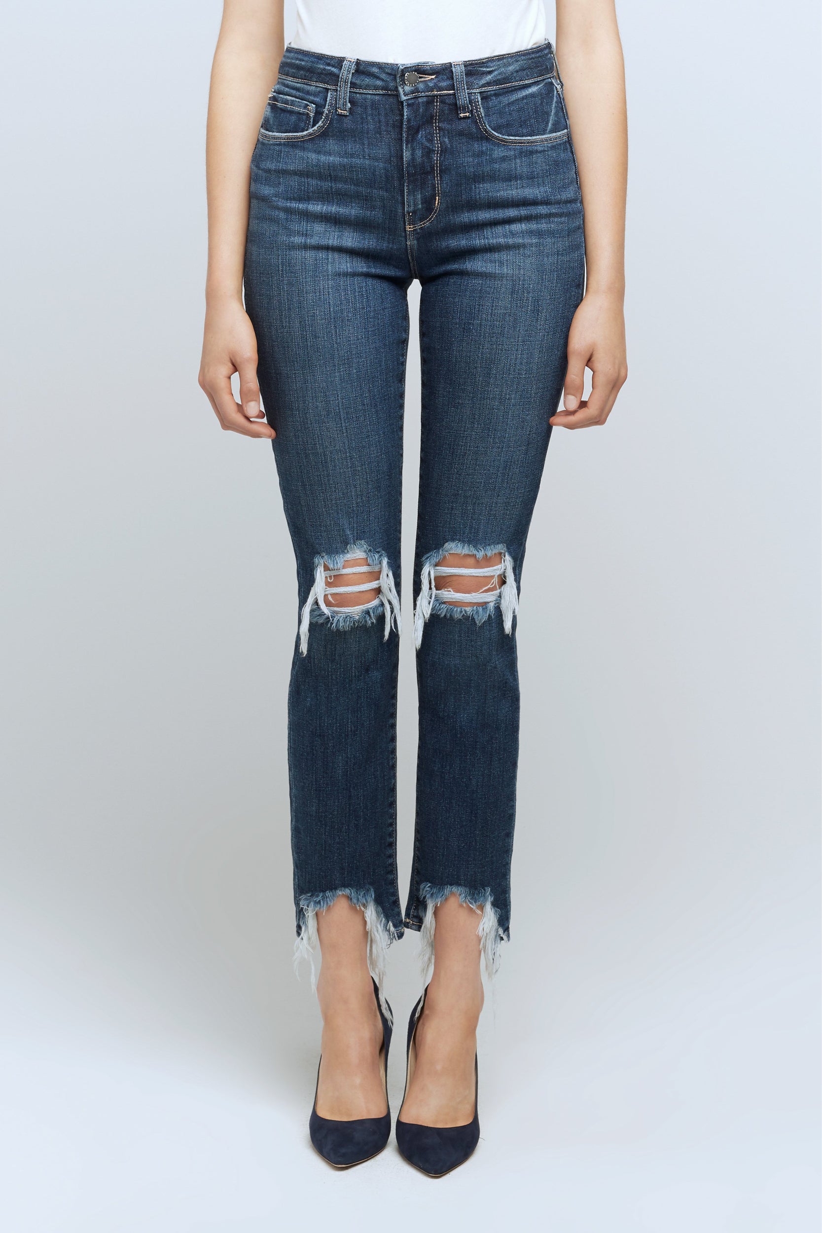 L'AGENCE High Line Skinny Jean in Destroyed Encina