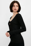 L'AGENCE Juno Cardigan with Chain Detail in Black