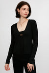 L'AGENCE Juno Cardigan with Chain Detail in Black