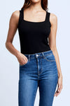 L'AGENCE Molly Square Neck Bodysuit in Black