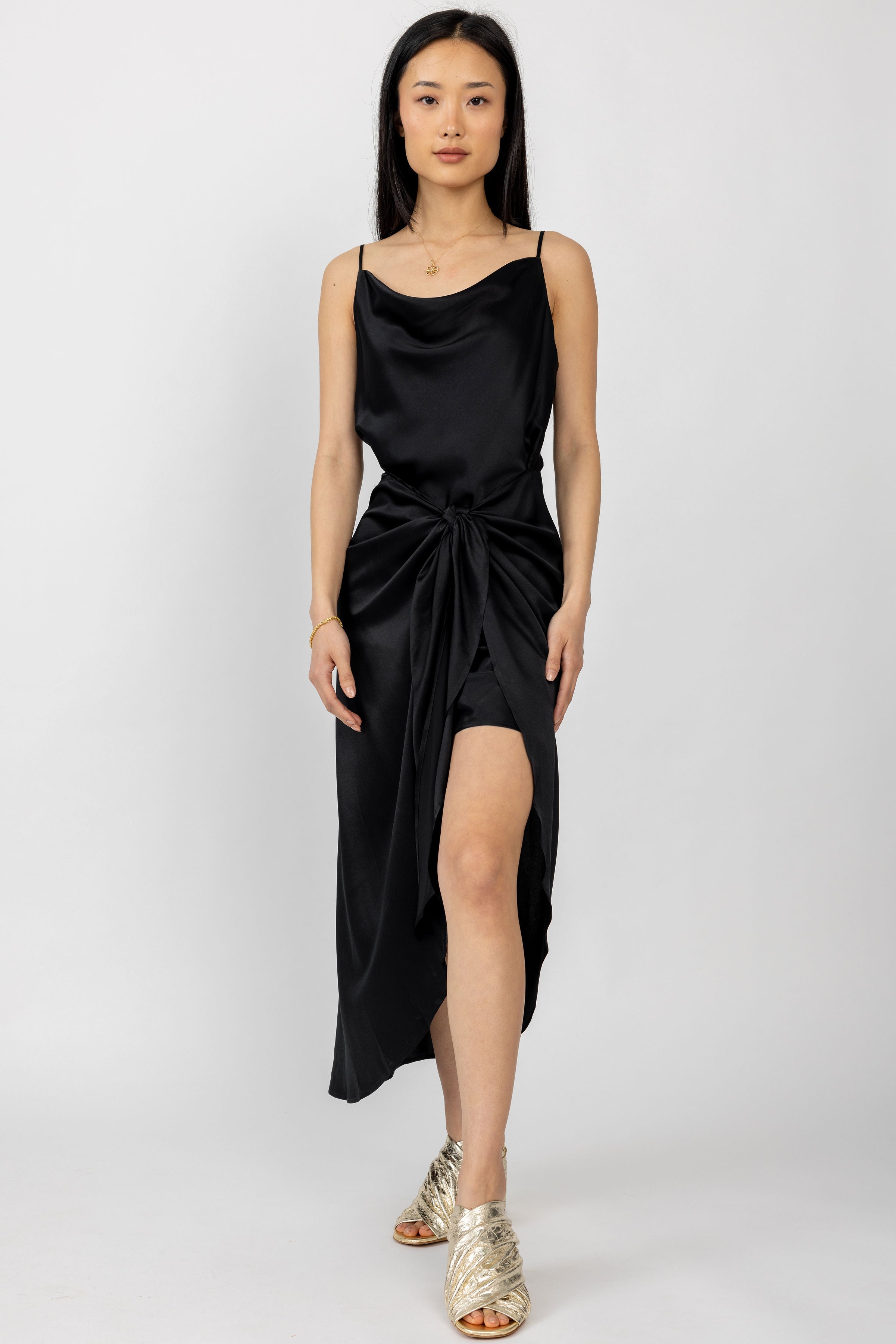 L'Agence Rose Silk Wrap Dress | Black | T. Boutique L'Agence Rose Silk Wrap Dress | Black | T. Boutique