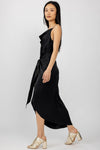 L'AGENCE Rose Silk Wrap Dress in Black