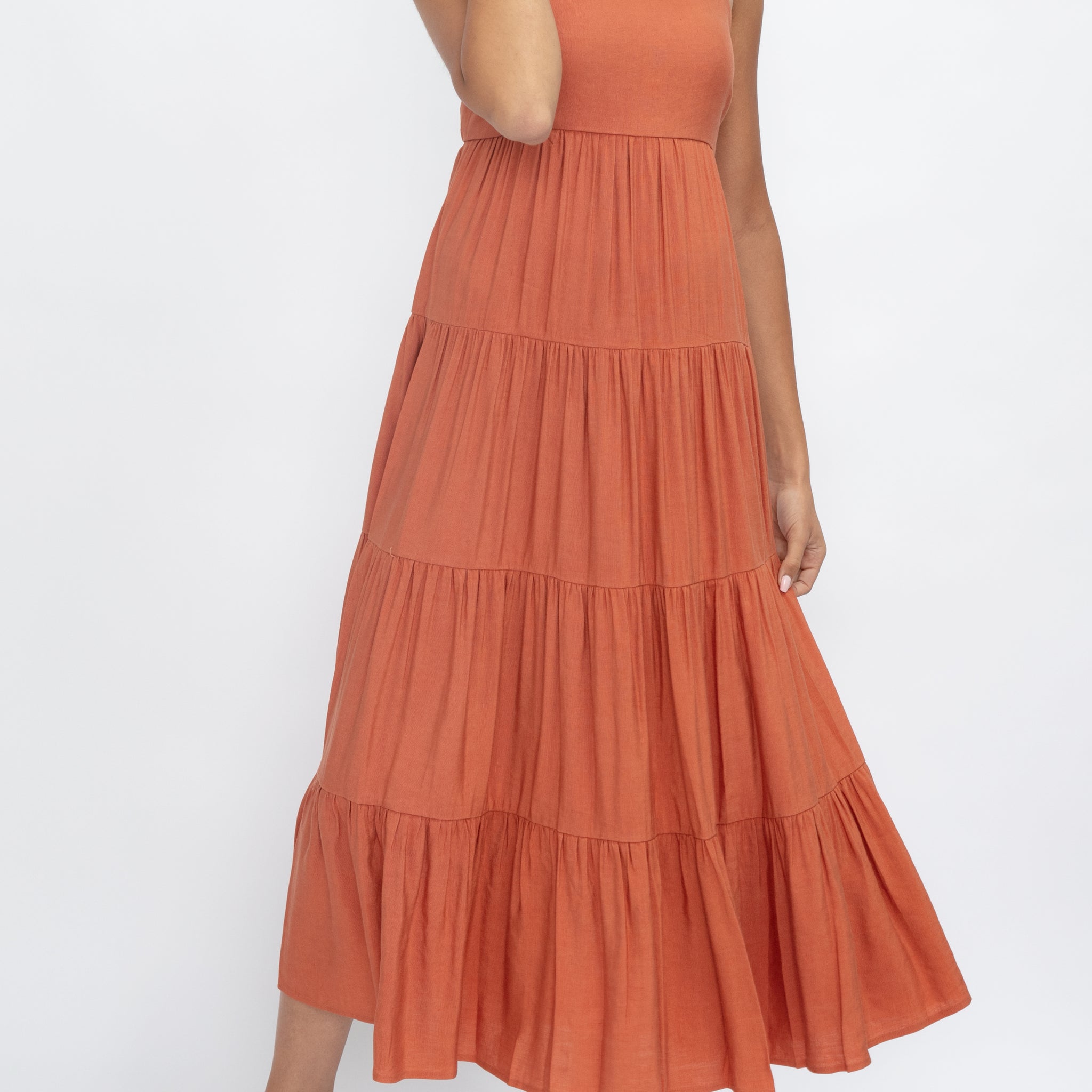 L'AGENCE Veda Tiered Dress in Auburn