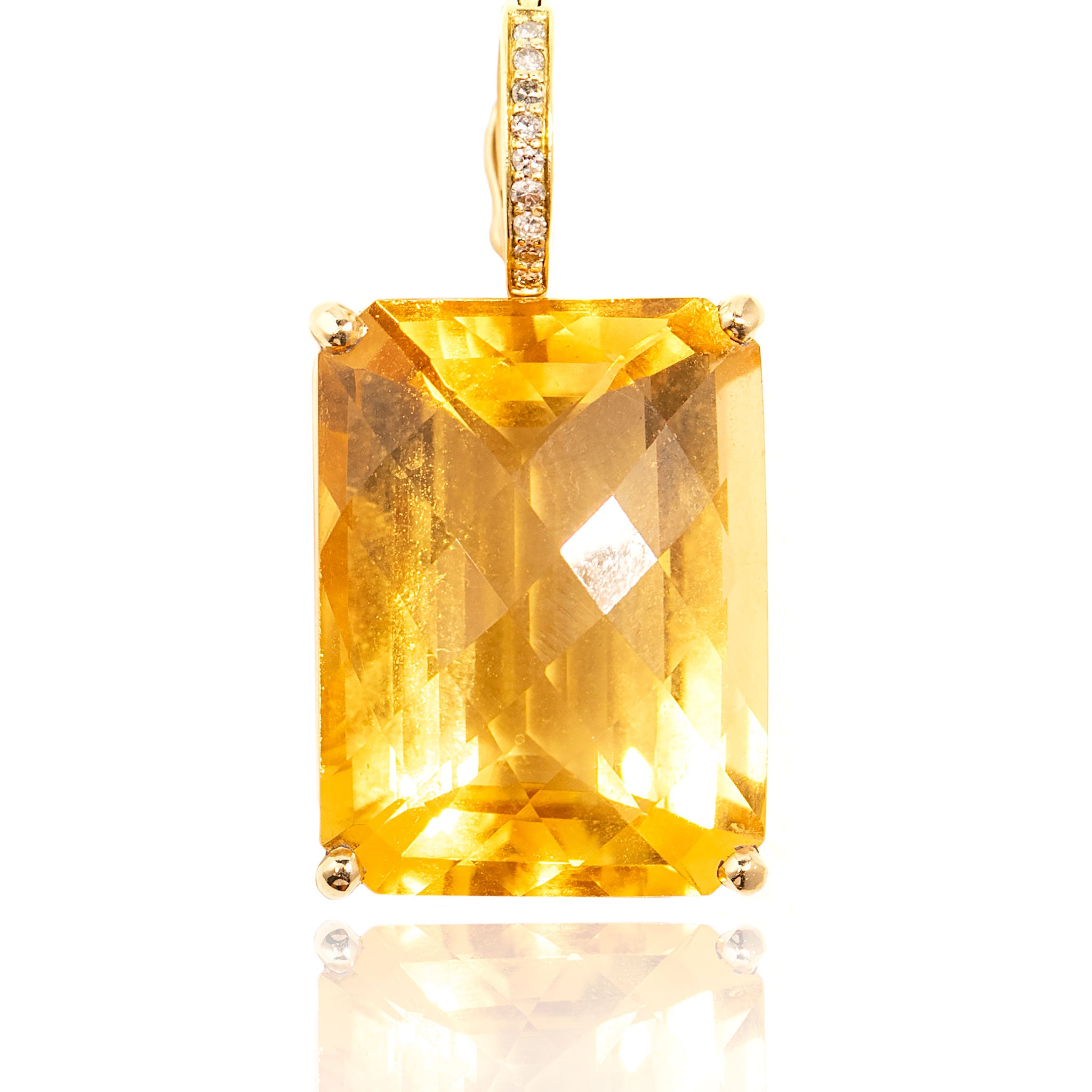 L.A. STEIN Large Diamond Citrine Pendant in Yellow Gold